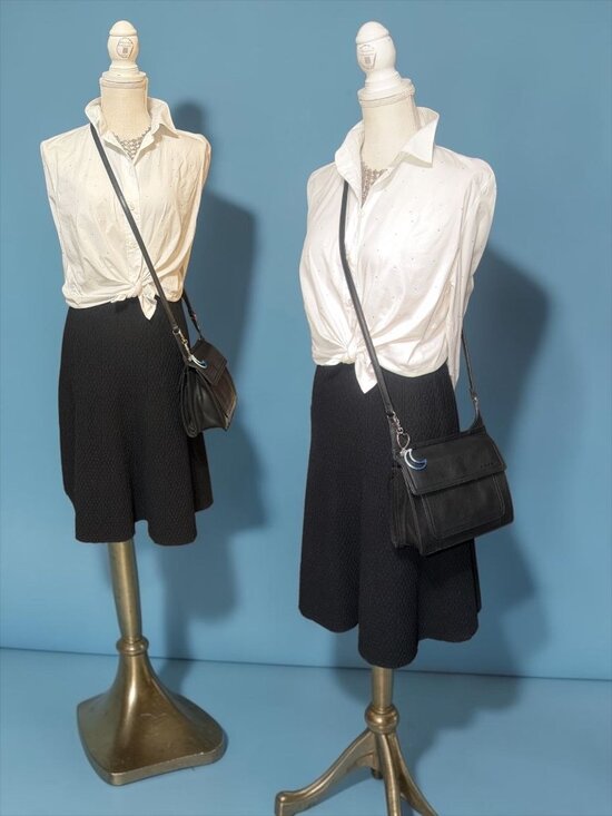 Fossil Handbags - VTG Fossil Crossbody Organizer Black Pebbled Leather Multicompartment Travel Bag